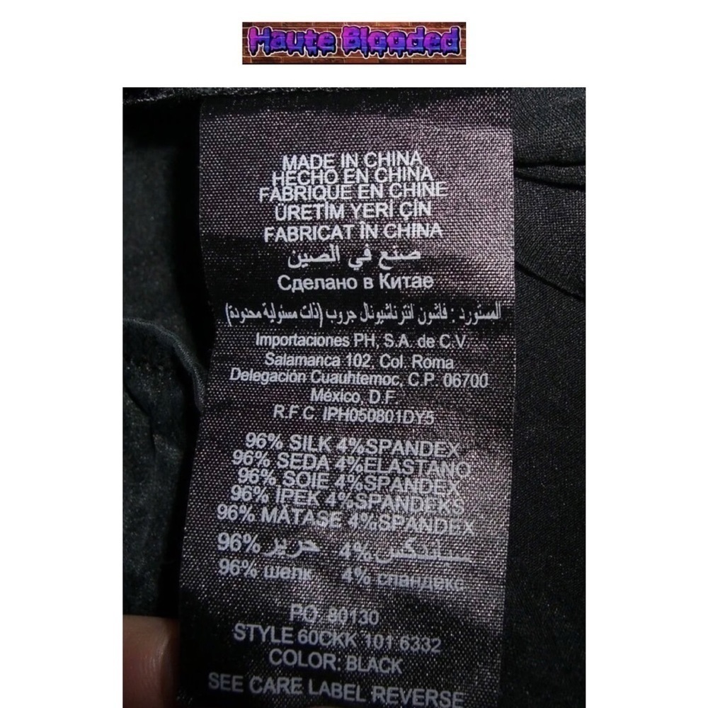 y2k bebe Black Crepe Silk Tank Top Sexy Cami Silver Ring Crinkle 00's 90's Club - Picture 9 of 10